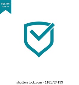 shield and check mark icon in trendy flat design 