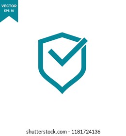shield and check mark icon in trendy flat design 