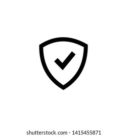 Shield with check mark icon vector. Tick mark approved symbol