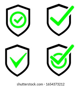 Shield Check Mark Icon Vector set. online security Illustration sign collection. confirmed symbol. checkmark logo.