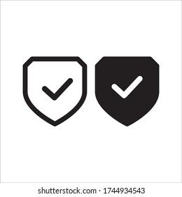 Shield Check Mark Icon Vector on white background