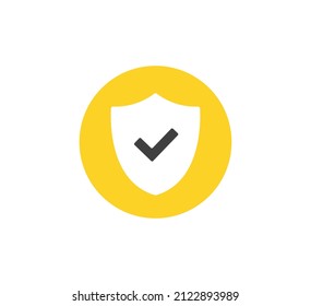 Shield And Check Mark Icon. Vector Icon. Flat Design