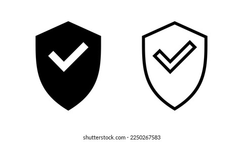 Shield check mark icon vector illustration. Protection approve sign. Insurance icon