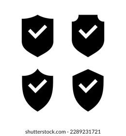 Shield check mark icon vector illustration. Protection approve sign. Insurance icon
