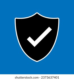 Shield with check mark icon vector. Approved and trusted product concept. Vector flat design illustration.
