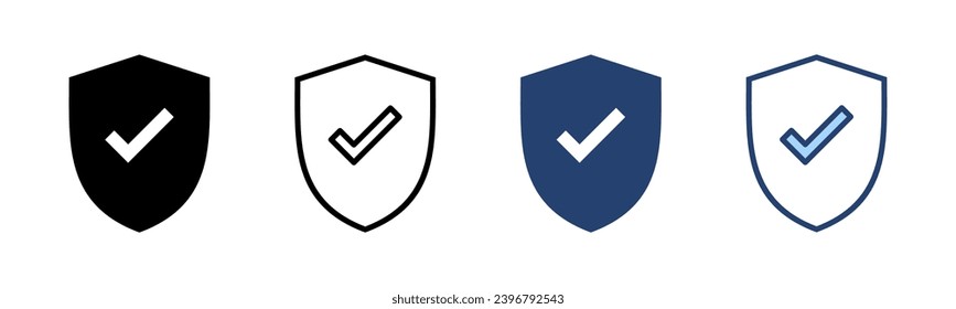 Shield check mark icon vector. Protection approve sign. Insurance icon