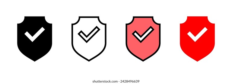 Shield check mark icon vector illustration. Protection approve sign. Insurance icon