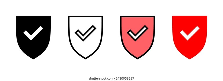 Shield check mark icon vector illustration. Protection approve sign. Insurance icon