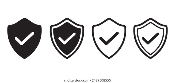 Shield check mark icon vector isolated on white background, Protection, security icon vector illustration