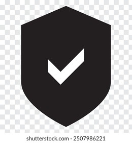 Vector de icono de escudo y marca de verificación. Ilustración vectorial de estilo de logotipo.