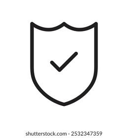 Shield check mark icon Vector set outline