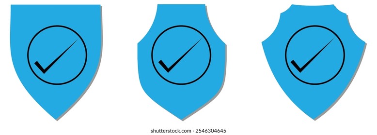 Shield check mark icon vector illustration. Shield with a checkmark in the middle Protection icon with white background eps 10.