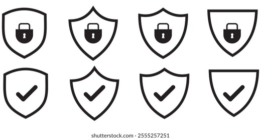 Shield check mark icon vector illustration. Shield with a checkmark in the middle Protection icon with white background eps 10. 333 