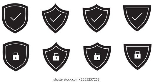 Shield check mark icon vector illustration. Shield with a checkmark in the middle Protection icon with white background eps 10. 333 