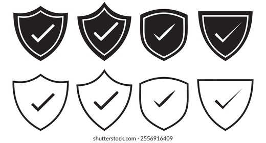 Shield check mark icon vector illustration. Shield with a checkmark in the middle Protection icon with white background.