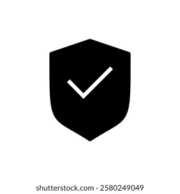 Shield check mark icon vector illustration. Protection approve sign. Insurance icon