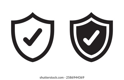 Shield with check mark icon vector illustration.