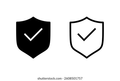 Shield check mark icon vector illustration. Protection approve sign. Insurance icon