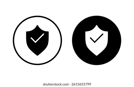 Shield check mark icon vector illustration. Protection approve sign. Insurance icon