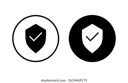 Shield check mark icon vector illustration. Protection approve sign. Insurance icon