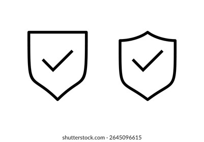 Ilustração de vetor de ícone de marca de seleção de escudo. Sinal de aprovação de proteção. ícone Seguro