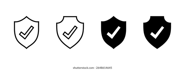 Shield check mark icon vector. Protection approve sign. Insurance icon