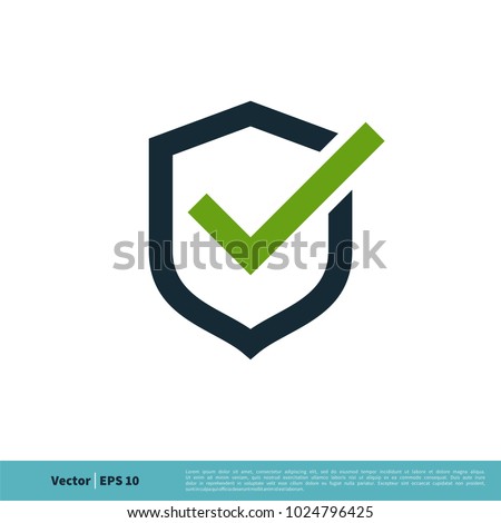 Shield and Check Mark Icon Vector Logo Template Illustration Design. Vector EPS 10.