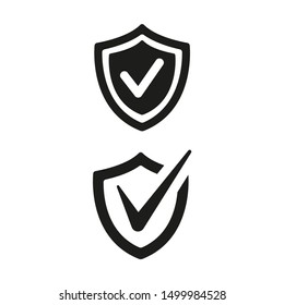 Shield with check mark icons on white background.