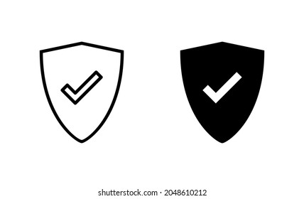 Shield check mark icons set. Protection approve sign. Insurance icon