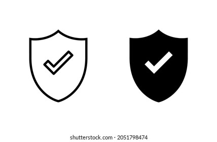 Marcar iconos de marca. Signo de aprobación de protección. Icono de seguro