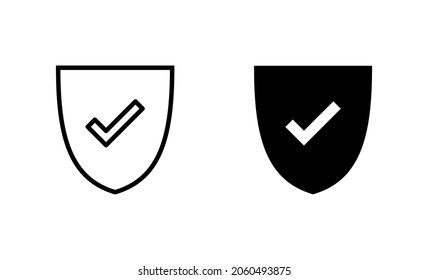 Shield check mark icons set. Protection approve sign. Insurance icon