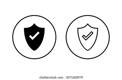 Shield check mark icons set. Protection approve sign. Insurance icon