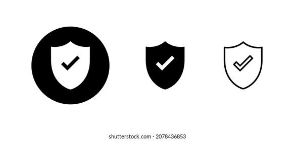 Marcar iconos de marca. Signo de aprobación de protección. Icono de seguro