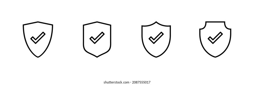 Marcar iconos de marca. Signo de aprobación de protección. Icono de seguro