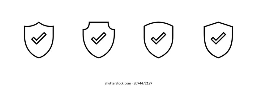 Marcar iconos de marca. Signo de aprobación de protección. Icono de seguro
