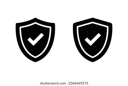 Shield with check mark icon.Security Shield Icons with Check Mark