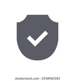 Shield with check mark illustrated on white background