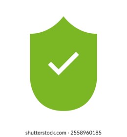 Shield with check mark illustrated on white background