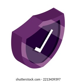 Shield Check Mark Isometric Icon Isolated