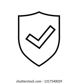 Shield with check mark line icon Quality is confirmed, logo isolated on white background