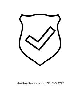 Shield with check mark line icon Quality is confirmed, logo isolated on white background