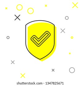 Shield with check mark line icon isolated on white background. Protection symbol. Security check Icon. Tick mark approved icon. Vector Illustration
