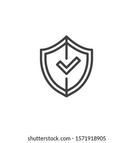 Shield with check mark line icon. linear style sign for mobile concept and web design. Secure Protection outline vector icon. Symbol, logo illustration. Vector graphics