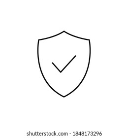 Icono de la marca de protección del escudo. Símbolo de seguridad y protector. Ilustración vectorial aislada en blanco.
