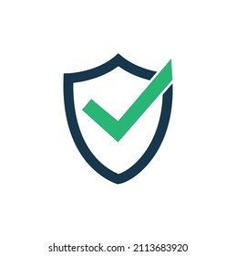 Shield with check mark line icon for web, mobile and infographics. Vector illustration on white background.