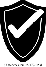 Escudo con icono de línea de marca de verificación, símbolo del vector de contorno, signo blanco lineal, símbolo, vector, arte