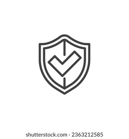 Escuche con el icono de marca de verificación. signo de estilo lineal para concepto móvil y diseño web. Icono de vector de contorno de protección. Símbolo de seguro, ilustración de logotipo. Gráficos vectoriales