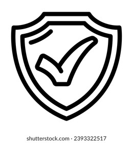 shield check mark line icon vector. shield check mark sign. isolated contour symbol black illustration