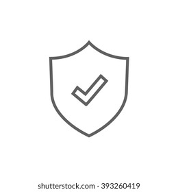 Shield with check mark line icon.