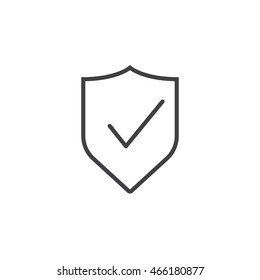 Shield With Check Mark Line Icon, Guard Outline Vector Logo Illustration, Linear Pictogram Isolated On White